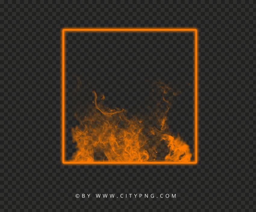 HD Neon Orange Square Frame With Smoke PNG