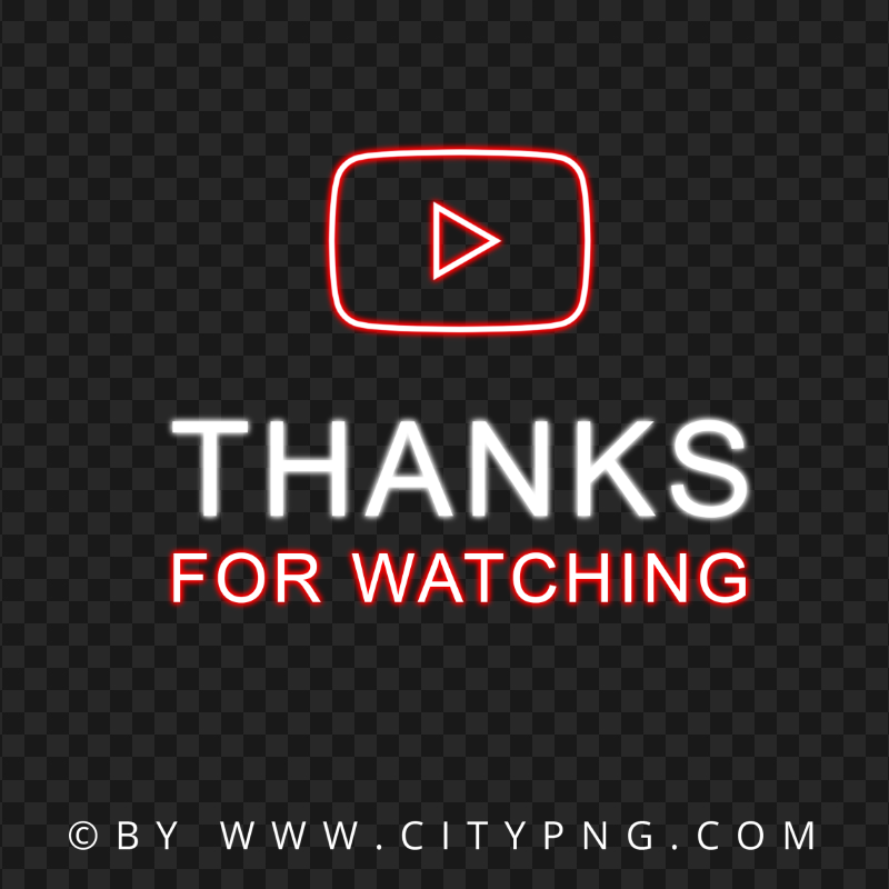 HD Neon Thanks For Watching With Youtube Logo Icon PNG