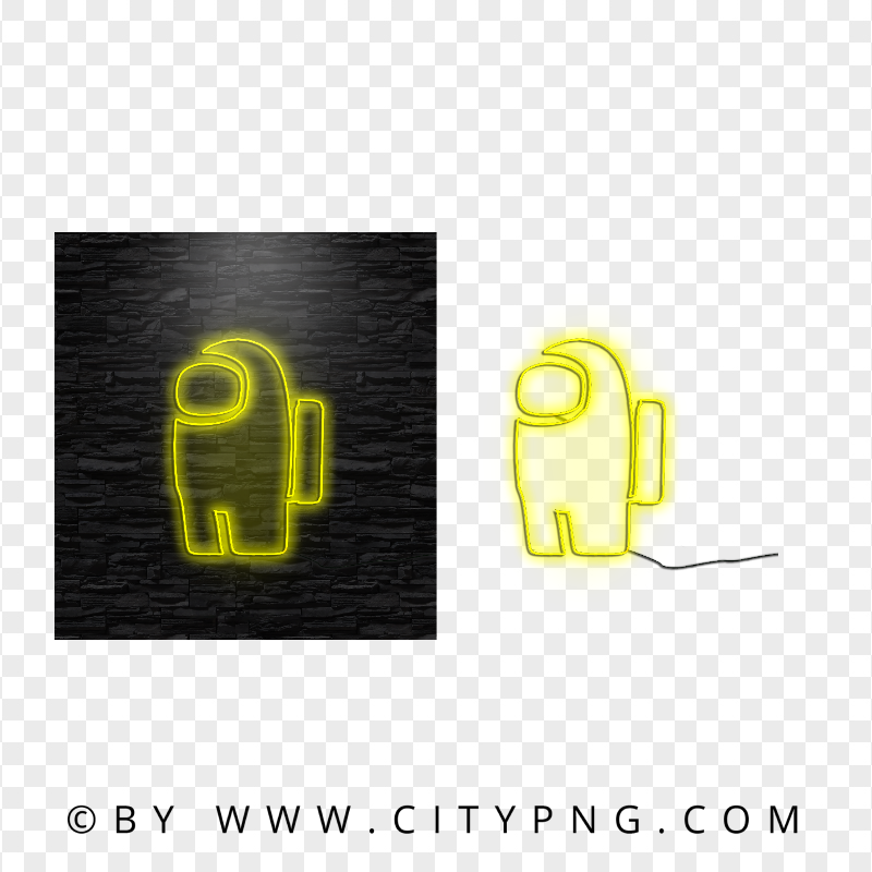 HD Neon Yellow Among Us Character PNG