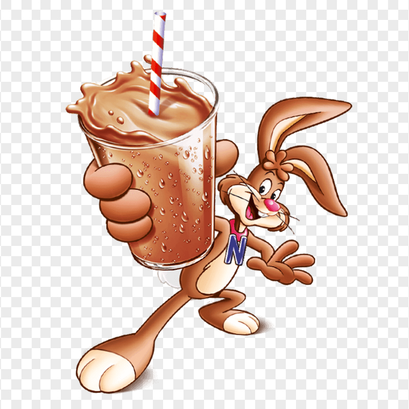 HD Nesquik Rabbit Holding Cup Of Chocolate Milk PNG