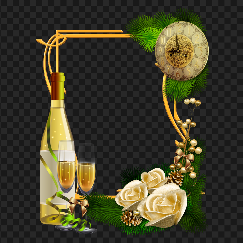 HD New Year Decorated Frame Transparent Background