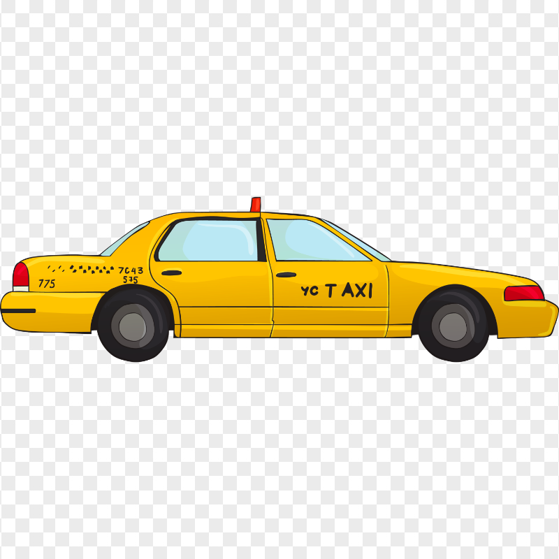 HD New York City Cartoon Cab Taxi Transparent PNG