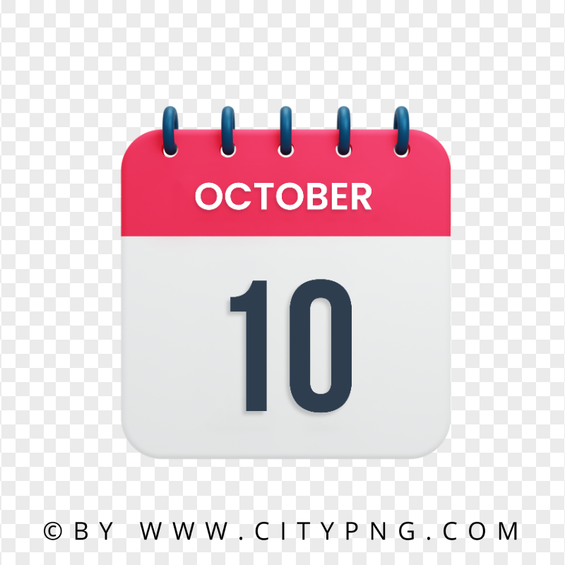 HD October 10th Date Vector Calendar Icon Transparent PNG