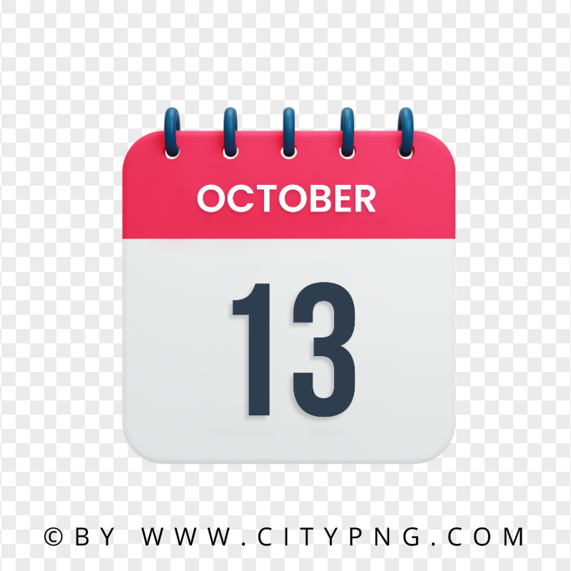 HD October 13th Date Vector Calendar Icon Transparent PNG