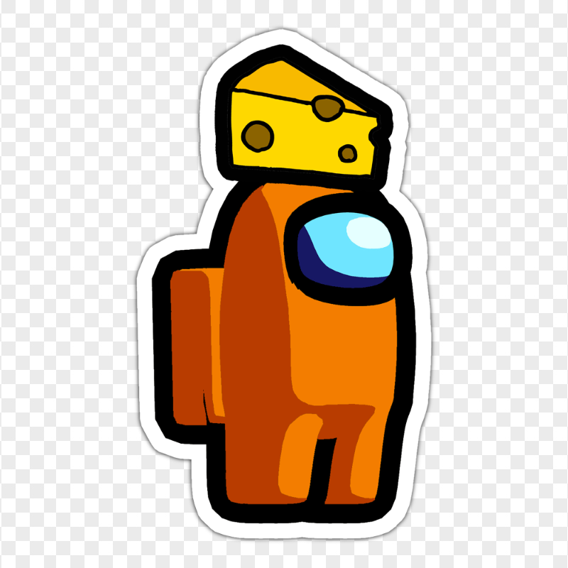 HD Orange Among Us Character Cheese Hat Stickers PNG