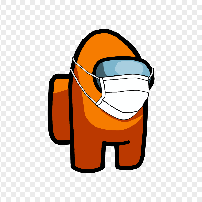 HD Orange Among Us Character Covid Surgical Mask PNG