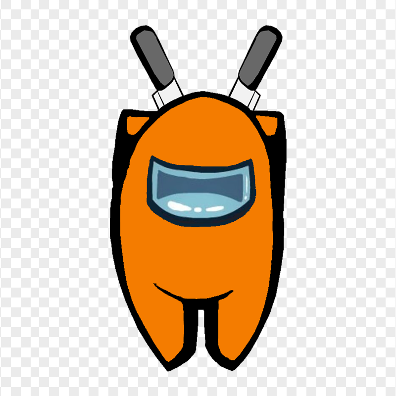 HD Orange Among Us Character Knife Behind Back PNG