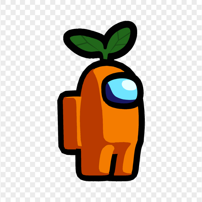 HD Orange Among Us Character Leaf Hat PNG