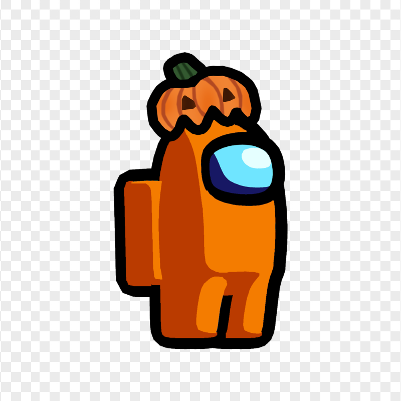 HD Orange Among Us Character Pumpkin Hat PNG