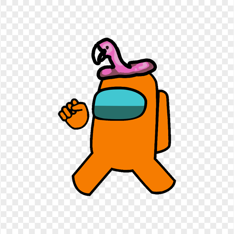 HD Orange Among Us Character Wear Flamingo Hat PNG