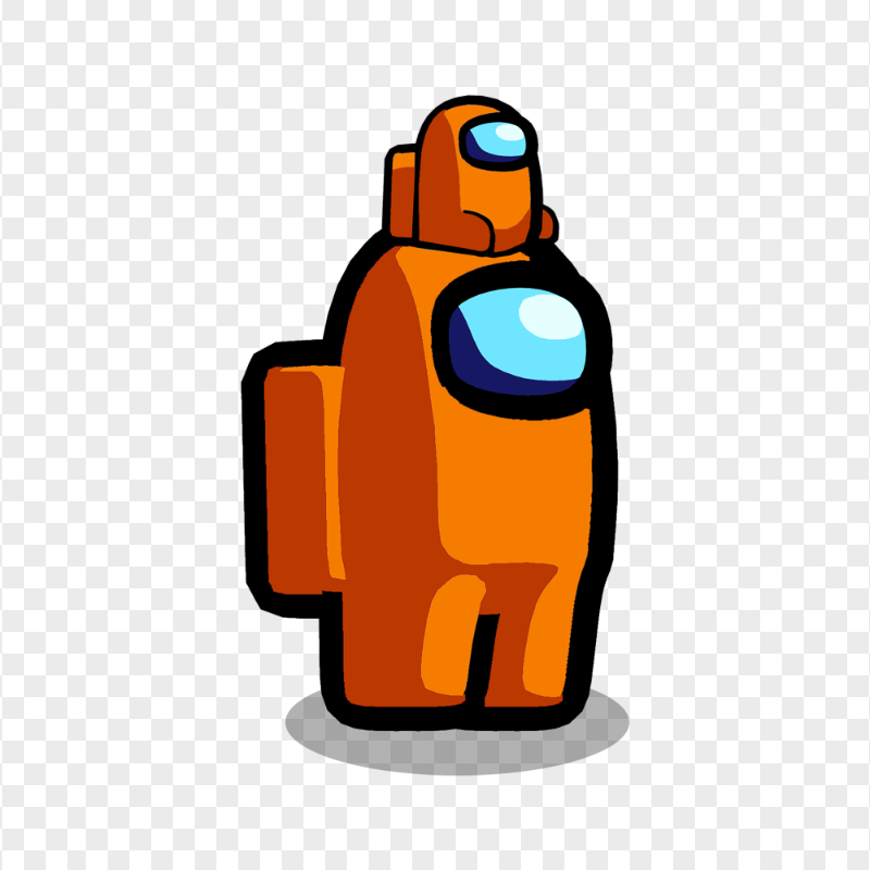 HD Orange Among Us Character With Child On Head PNG