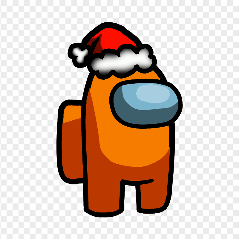 HD Orange Among Us Crewmate Character With Santa Hat PNG