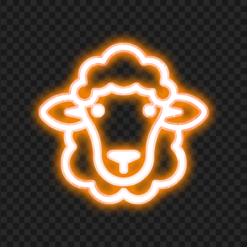 HD Orange Glowing Neon Sheep Head Face Icon PNG