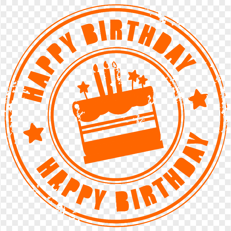 HD Orange Happy Birthday Round Stamp PNG | Citypng