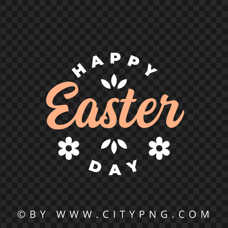 HD Orange Happy Easter Calligraphy Transparent Background