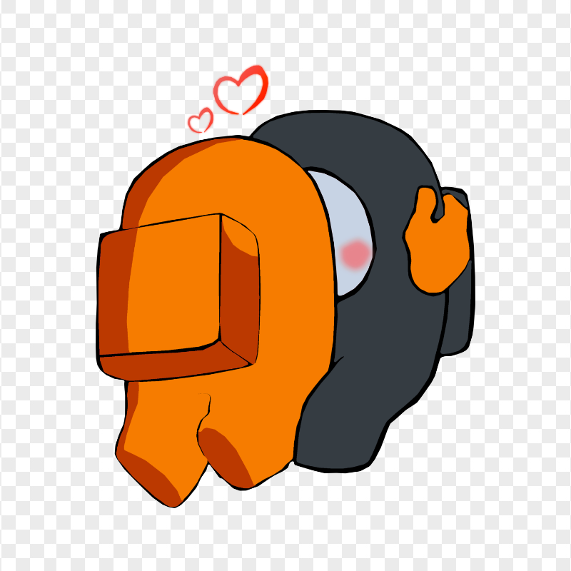 HD Orange Kiss Black Among Us Characters In Love PNG