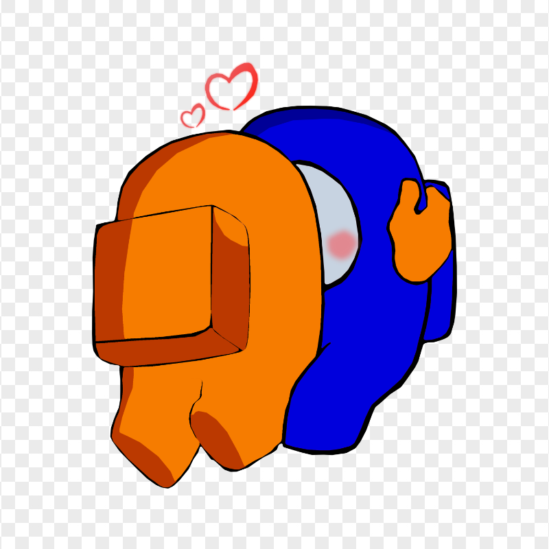 HD Orange Kiss Blue Among Us Characters In Love PNG