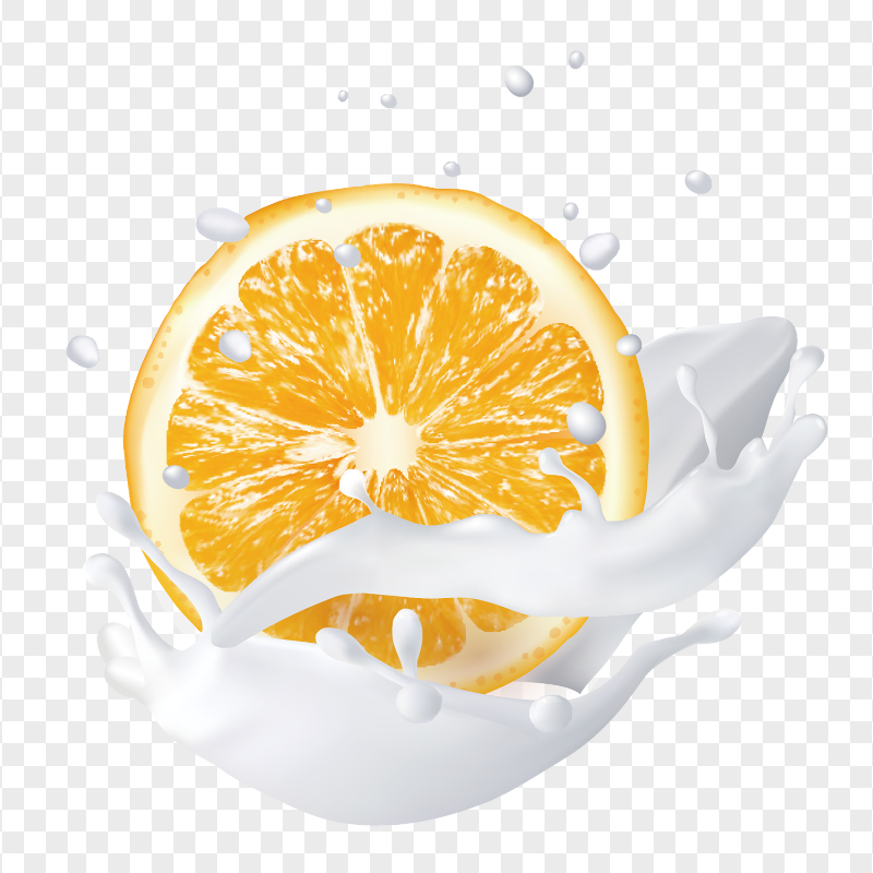 HD Orange Lemon Milk Splash PNG