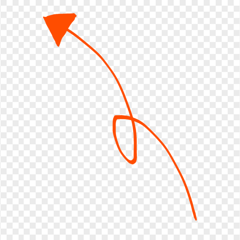 HD Orange Line Art Drawn Arrow Pointing Top Left PNG
