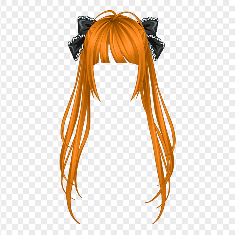 HD Orange Long Anime Girl Hair PNG