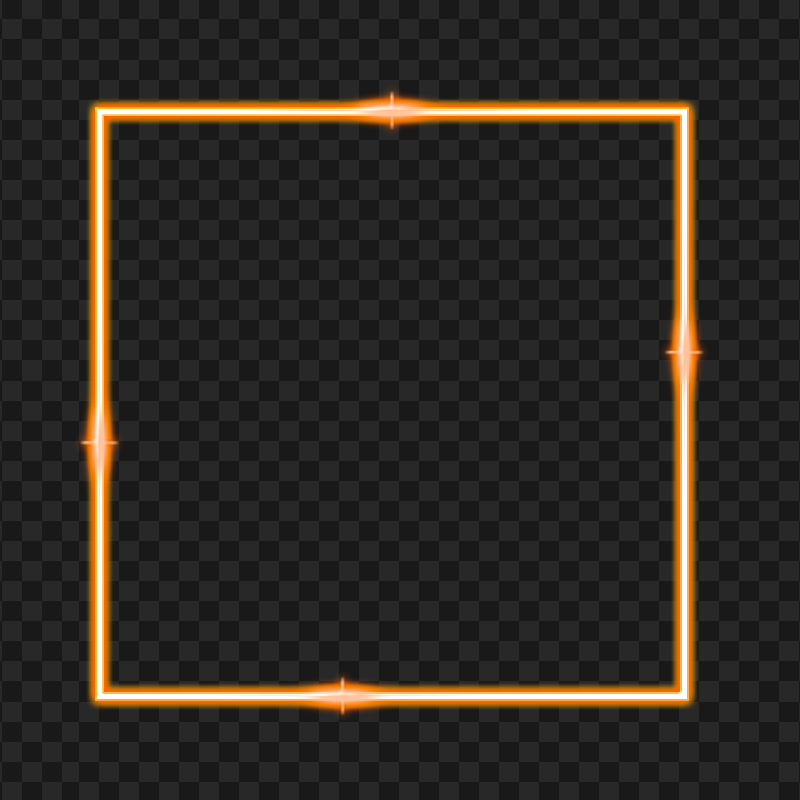 HD Orange Neon Border Frame Effect PNG