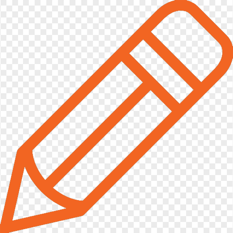 HD Orange Outline Angle Short Pencil Icon PNG