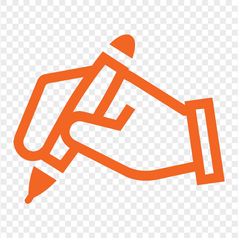 HD Orange Outline Pencil on Hand Icon PNG
