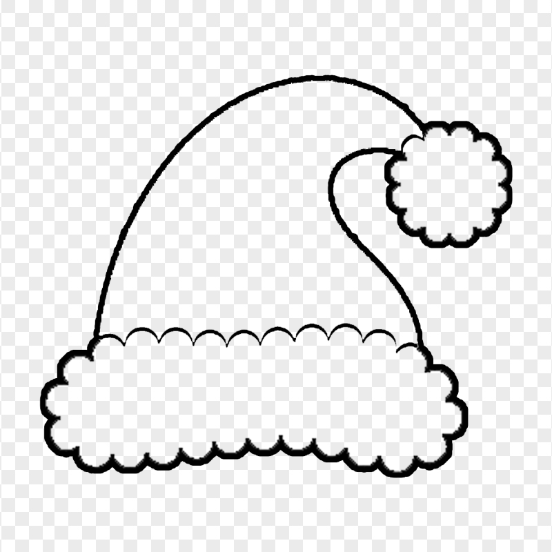 HD Outline Black Christmas Santa Claus Hat PNG