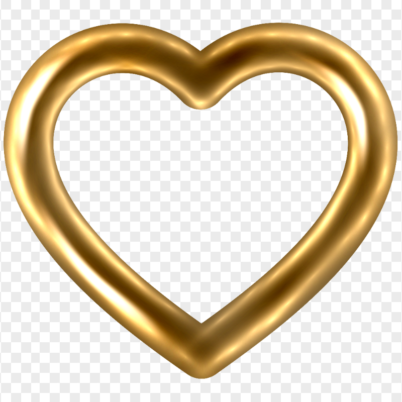 HD Outline Gold Love Heart Balloon PNG