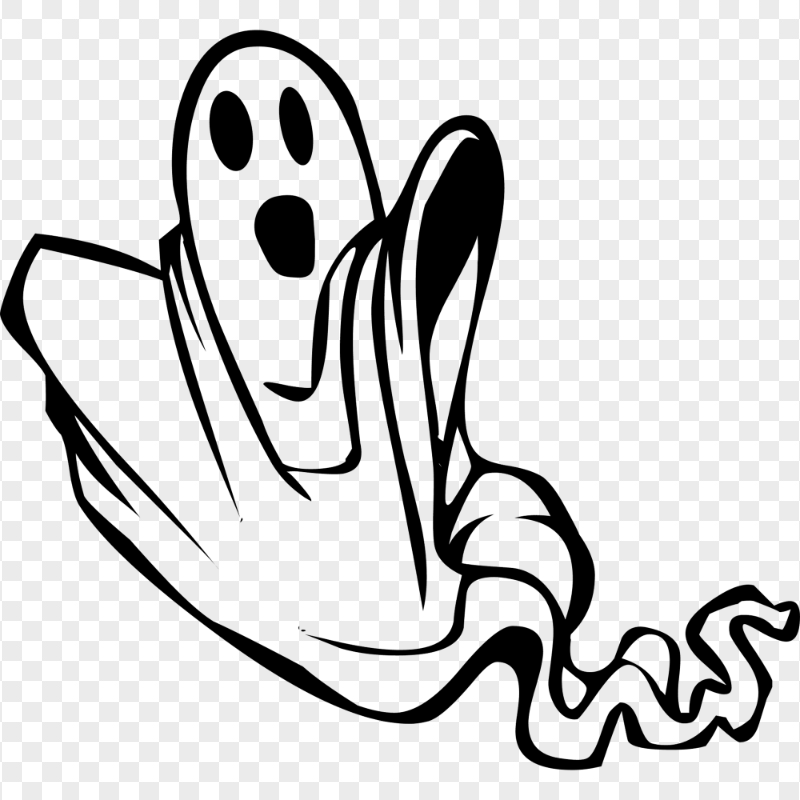 HD Outline Halloween Ghost PNG