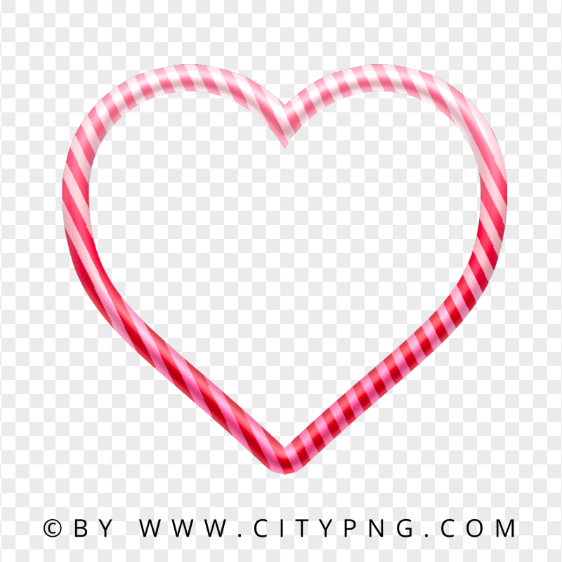 HD Outline Heart Candy Cane Frame Style PNG