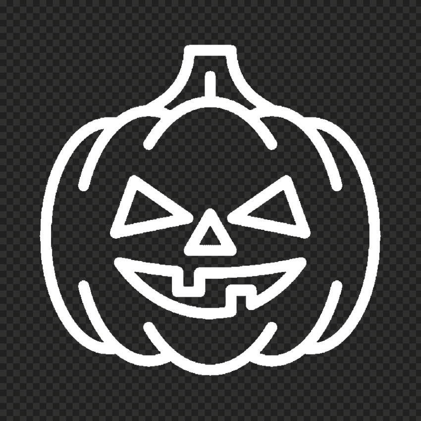 HD Outline White Jack O Lantern Pumpkin Silhouette Transparent Background