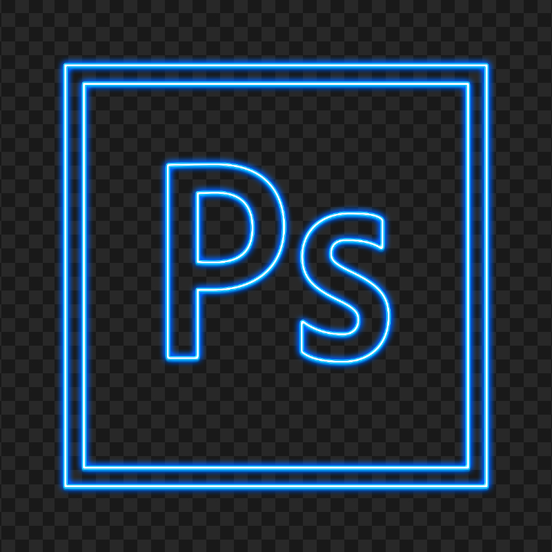 HD Photoshop Blue Neon Logo Icon PNG