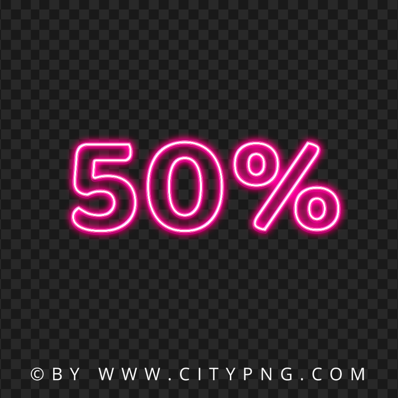 HD Pink 50% Percent Glowing Neon Transparent PNG