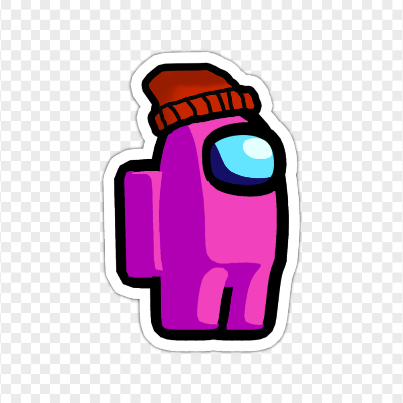 HD Pink Among Us Character Beanie Hat Stickers PNG