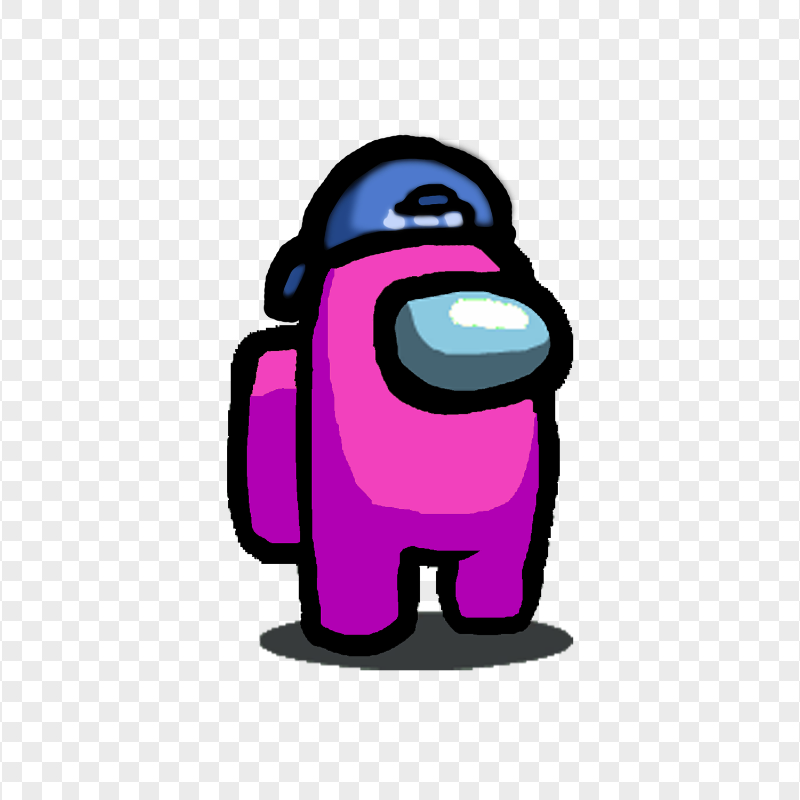 HD Pink Among Us Character With Backwards Baseball Cap PNG