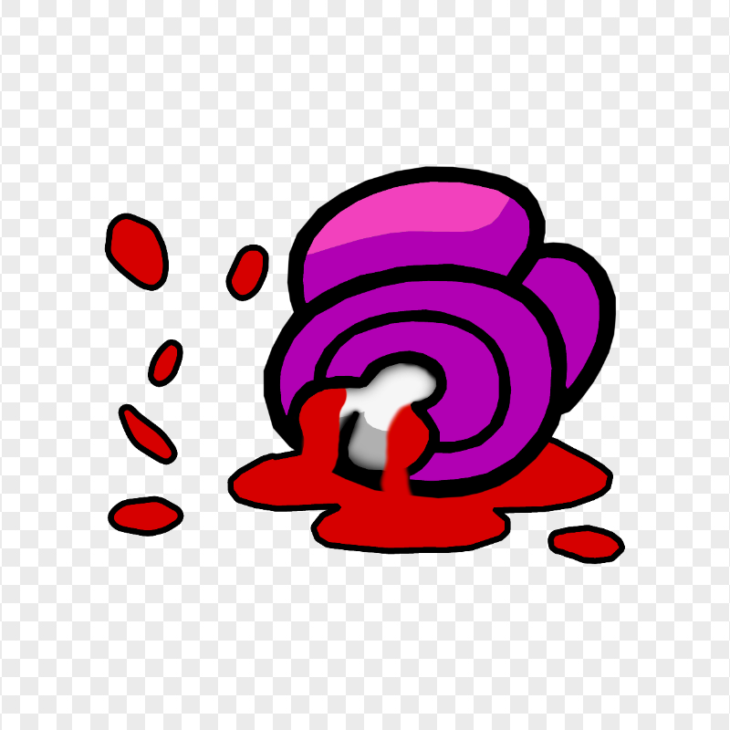 HD Pink Among Us Crewmate Character Dead Body Blood Splatter PNG