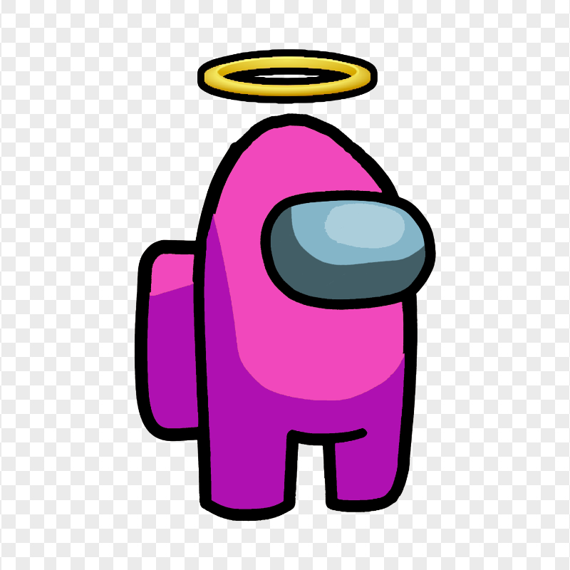 HD Pink Among Us Crewmate Character With Halo On Head PNG
