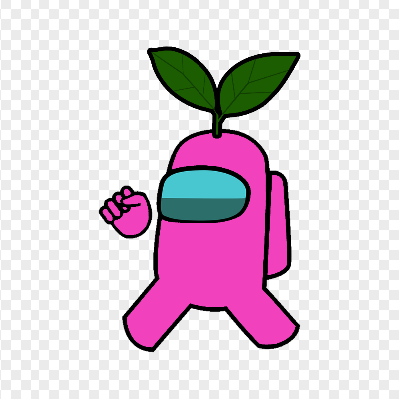 HD Pink Among Us Crewmate Character With Leaf PNG Citypng