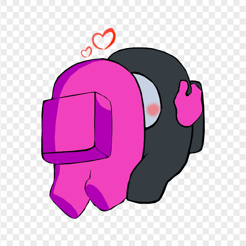 HD Pink Kiss Black Among Us Characters In Love PNG