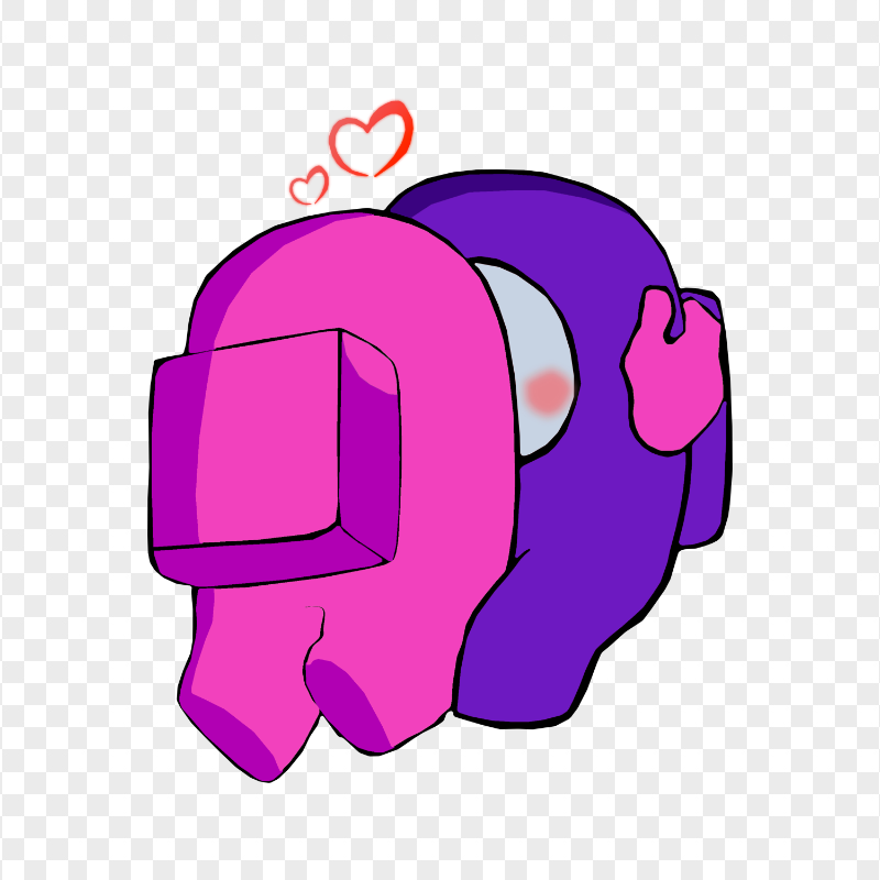 HD Pink Kiss Purple Among Us Characters In Love PNG