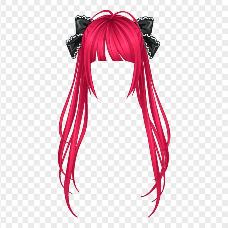 HD Pink Long Anime Girl Hair PNG
