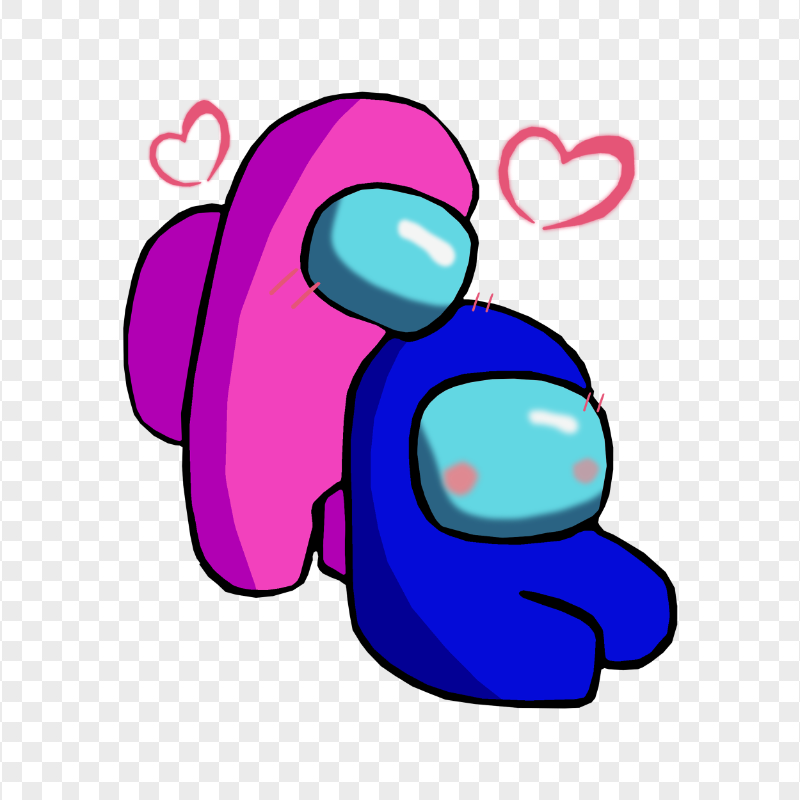 HD Pink Love Blue Among Us Characters Valentines Romance PNG png