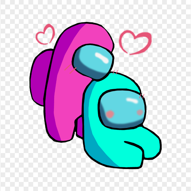 HD Pink Love Cyan Among Us Characters Valentines Romance PNG png