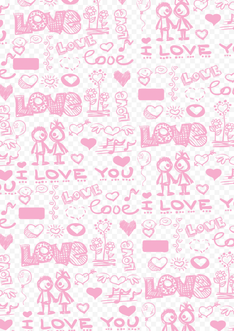 HD Pink Love Items Pattern Background PNG