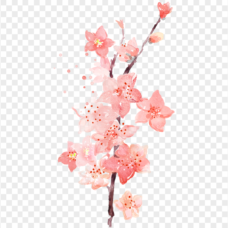 HD Pink Oil Painting Watercolor Flowers PNG