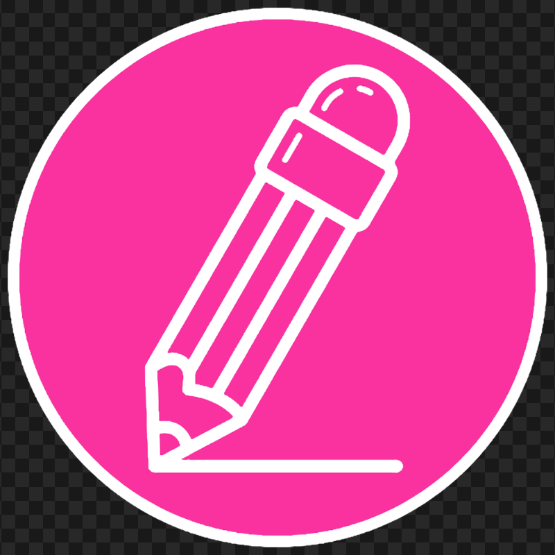 HD Pink & White Round Pencil Icon Outline PNG