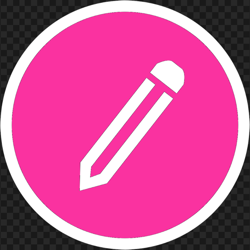 HD Pink & White Round Pencil Icon PNG