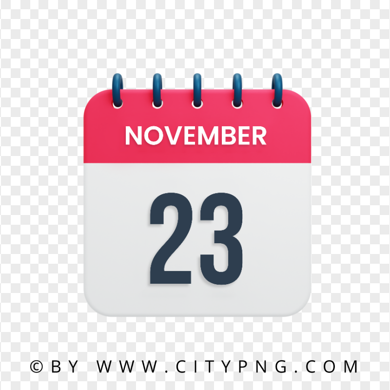 HD PNG 23th November Date Red & White Calendar Icon