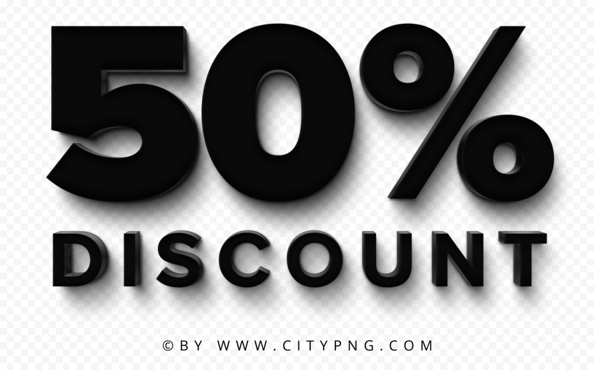 HD PNG 50 Percent Black Text Logo Discount Sign